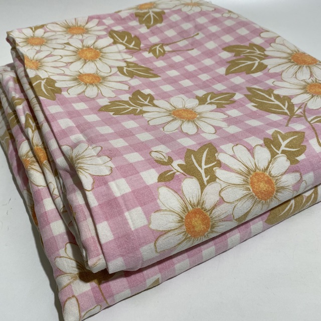 SHEET, Pink Check Daisy